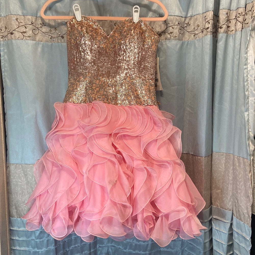 Sherri Hill Pink Strapless with Sequins Prom Dress New with Tags